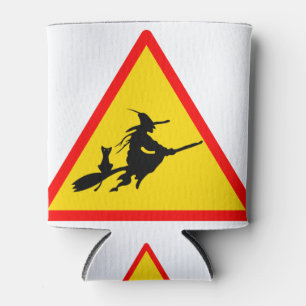 Halloween-Fliegerhexe auf Broom-Zeichen Dosenkühler