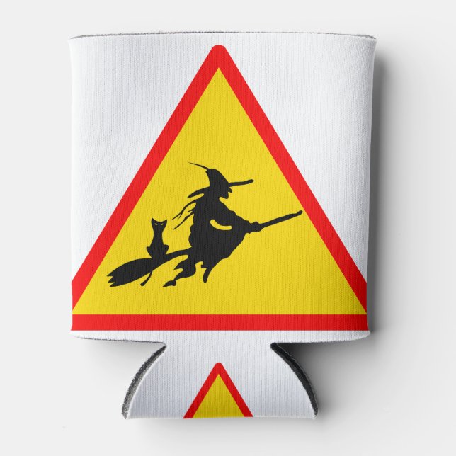 Halloween-Fliegerhexe auf Broom-Zeichen Dosenkühler (Vorderseite)
