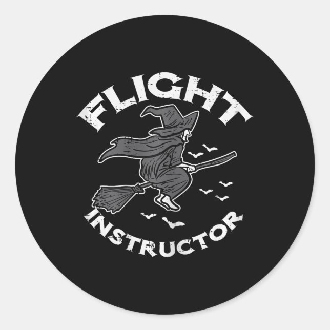 Halloween Flight Instructor Hexenkostüm Wo Runder Aufkleber (Vorderseite)