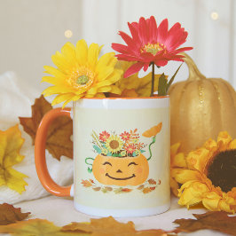 Halloween Floral Pumpkin Tasse