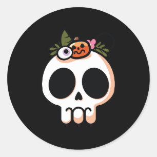 Halloween Floral Sugar Skull Runder Aufkleber