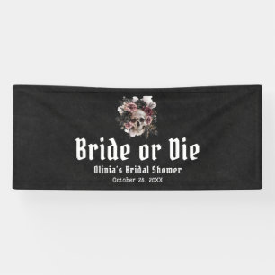 Halloween Floraler Totenkopf Braut oder stirb Brau Banner