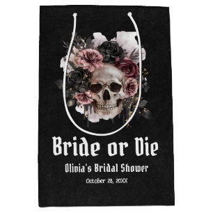 Halloween Floraler Totenkopf Braut oder Stirb Brau Mittlere Geschenktüte