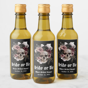 Halloween Floraler Totenkopf Braut oder Stirb Brau Weinetikett