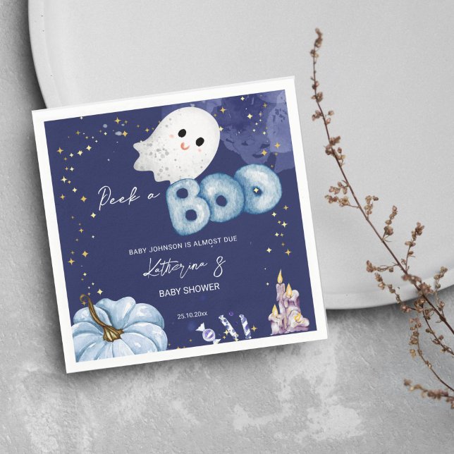 Halloween-Flüchtige Blick mit Babyduschgeschirr Serviette (Halloween peek a boo baby shower tableware personalized napkins starry night cute baby ghost pumpkin)