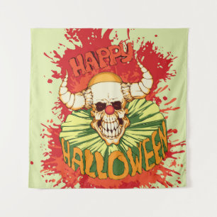 Halloween-Flyer: diabolisches Clown-Thema Wandteppich