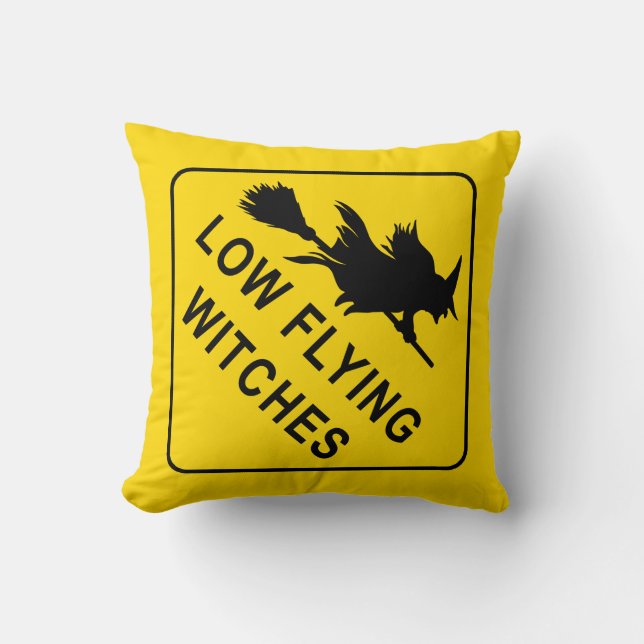 Halloween Flying Witch Sign Kissen (Vorderseite)