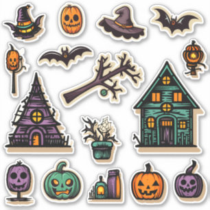 Halloween Folk Art Stickers Aufkleber