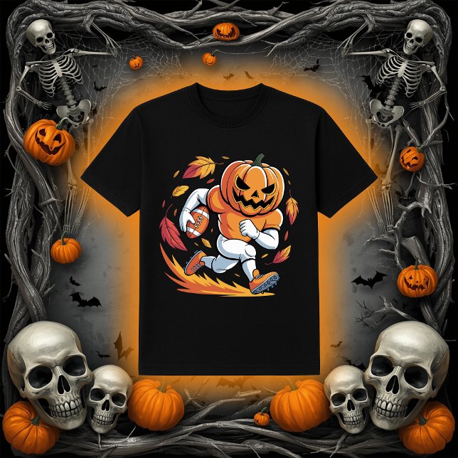 Halloween Football Pumpkin | Zurück laufen T-Shirt (Von Creator hochgeladen)