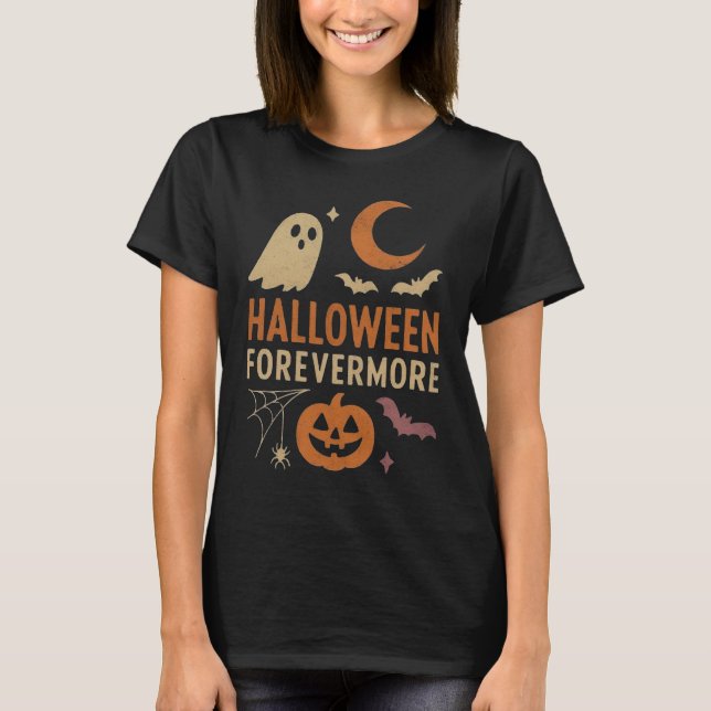 Halloween Forevermore | Ghost, Pumpkin & Bats T-Shirt (Vorderseite)