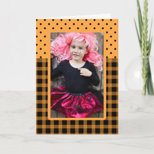 Halloween Foto Rahmen Kariert und Punkte Karte