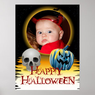 Halloween Foto Skull und Jack o' Lantern Poster