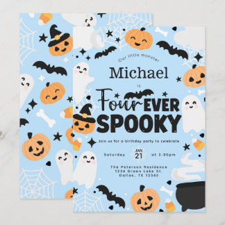 Halloween Four Ever Spooky 4th Birthday Party Einladung