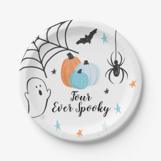 Halloween Four Ever Spooky Birthday Blue Pumpkins Pappteller