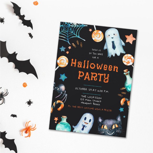 Halloween Frame Business Corporate Office-Party Einladung (halloween office party invitation fun funny frame whimsical playful corporate business black orange)