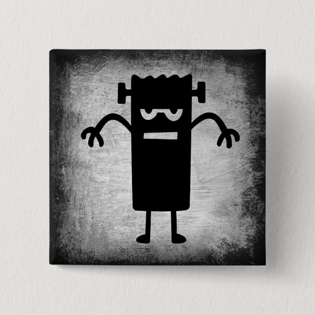 Halloween Frankenstein (ein bisschen beängstigend) Button (Vorderseite)