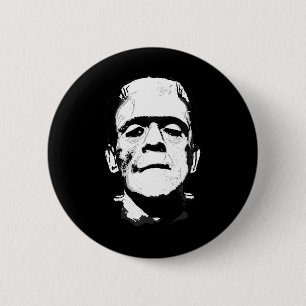 Halloween Frankenstein Monster Black und White Button