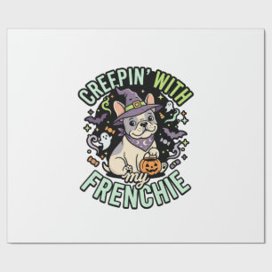 Halloween Französische Bulldogge Gruseliger Beglei Geschenkpapier