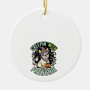 Halloween Französische Bulldogge Gruseliger Beglei Keramik Ornament