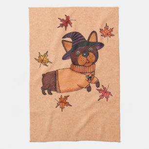 Halloween Französische Bulldogge Herbst Hexe Volks Geschirrtuch