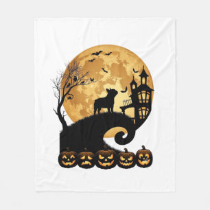 Halloween Französische Bulldogge Mond Gruselige Kü Fleecedecke
