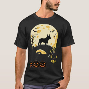 Halloween Französische Bulldogge Mond Spukhaus Des T-Shirt