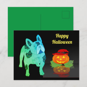 Halloween französische Bulldogge Postkarte