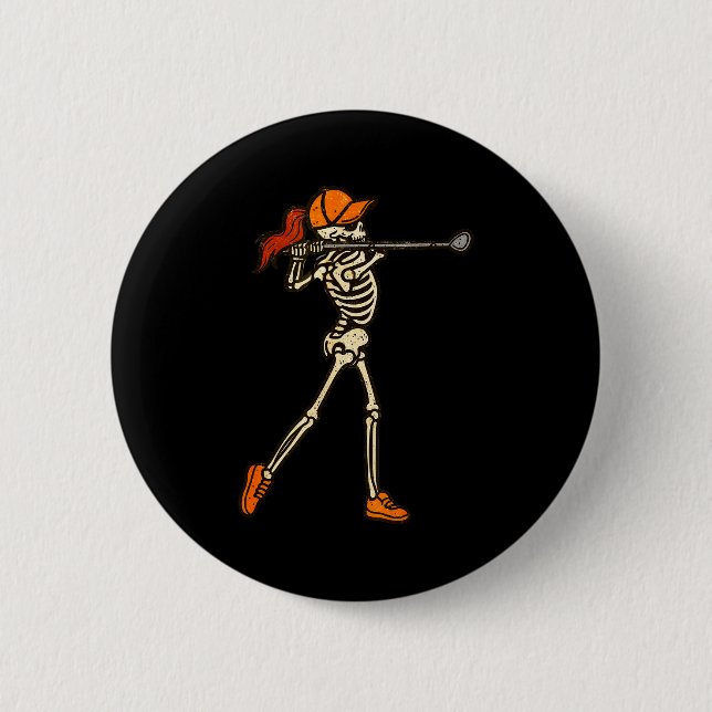Halloween Frauen Golf Skelett Lustiger Golf Hallow Button (Vorderseite)