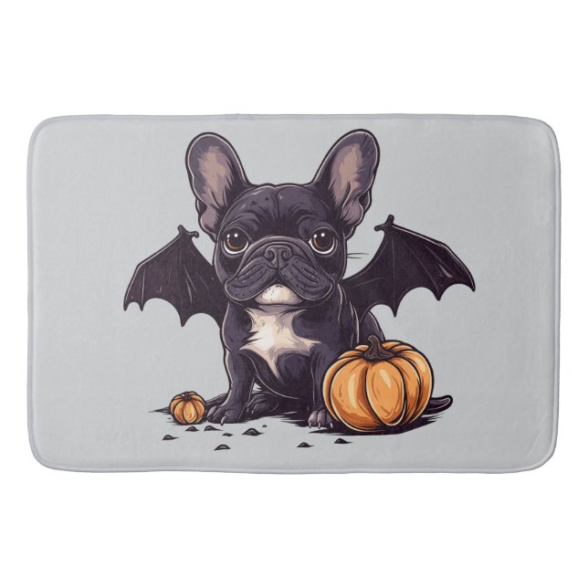 Halloween French Bulldog Bat Wings Pumpkins Badematte (Vorderseite)