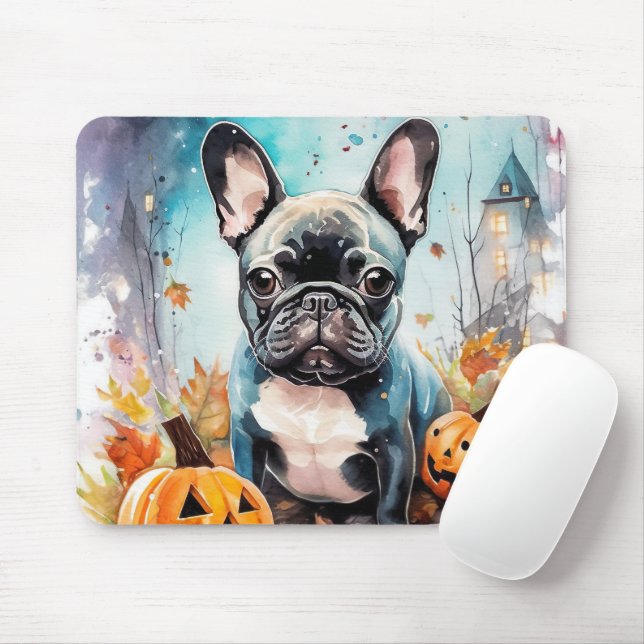 Halloween French Bulldog mit Pumpkins Beängstigend Mousepad (Mit Mouse)