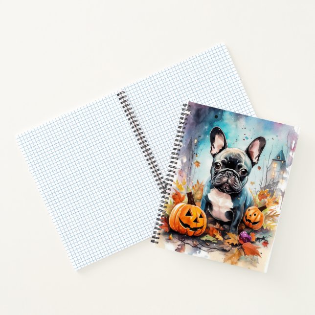 Halloween French Bulldog mit Pumpkins Beängstigend Notizbuch (Innenseite)