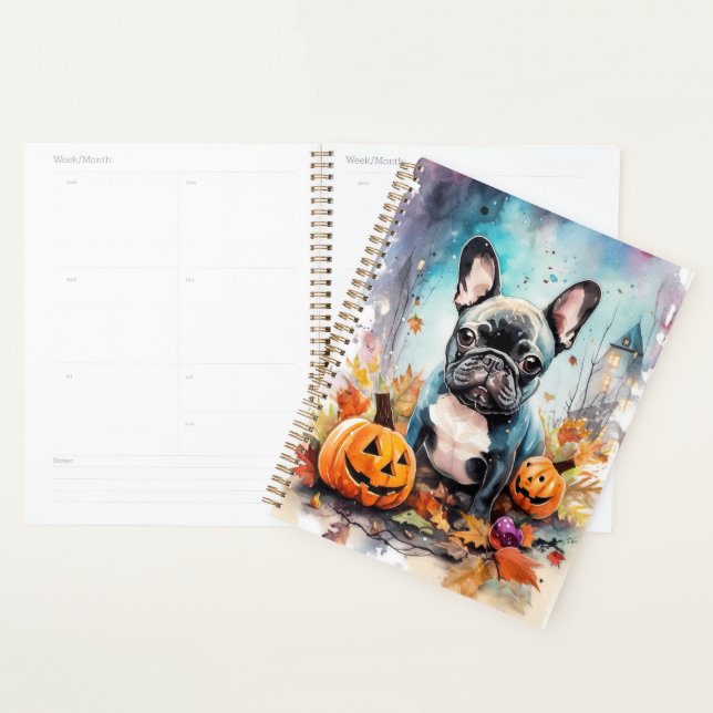 Halloween French Bulldog mit Pumpkins Beängstigend Planer (Anzeige)