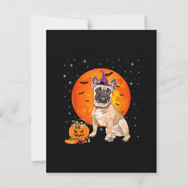 Halloween French Bulldog Trick oder Treat Pumpkin Dankeskarte (Vorderseite)
