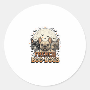 Halloween Frenchie Boo Hunde Lustig Vintage_1 Runder Aufkleber