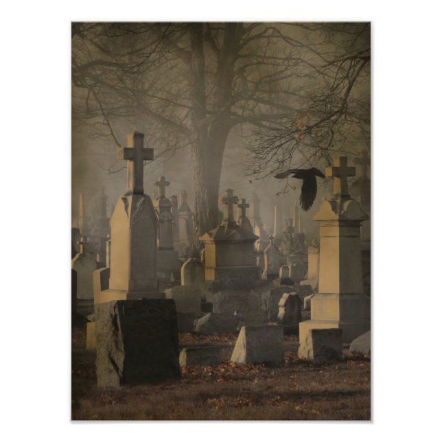 Halloween Friedhof Crows Fotodruck (Vorne)