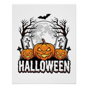 Halloween-Friedhof-Kürbis-vintage Gravur-Desi Poster