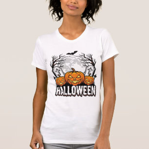 Halloween-Friedhof-Kürbis-vintage Gravur-Design T-Shirt