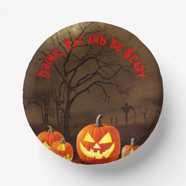 Halloween Friedhof trinken Essen und Beängstigend  Pappteller (Vorderseite)