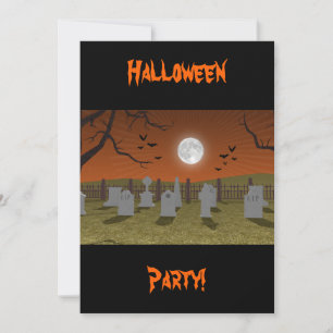 Halloween: Friedhofszene: Einladungskarte
