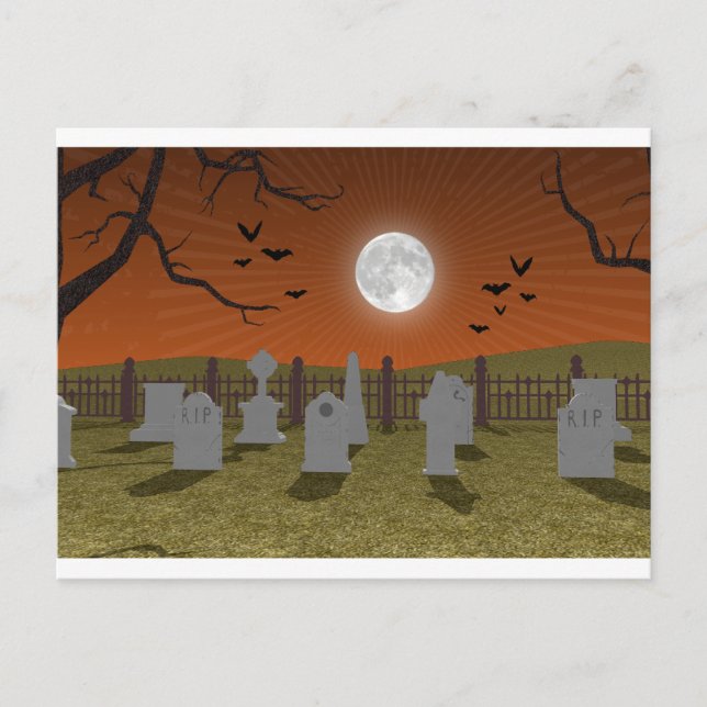 Halloween: Friedhofszene: Postkarte (Vorderseite)