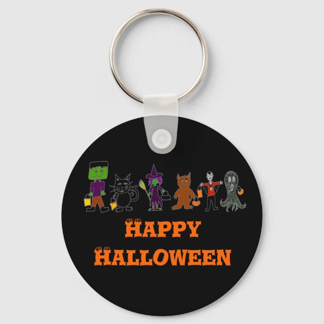 Halloween Friends, glückliches Halloween Schlüsselanhänger (Vorderseite)
