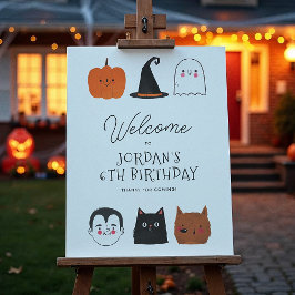 Halloween Friends Modern Birthday Willkommenszeich Poster