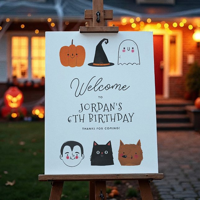 Halloween Friends Modern Birthday Willkommenszeich Poster (Von Creator hochgeladen)