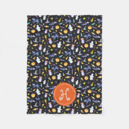 Halloween Friends Monogram Fleecedecke