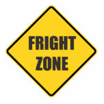 Halloween Fright Bereich Fotoskulptur<br><div class="desc">Graphic Caution Fright Zone Sign Foto Skulptur.</div>