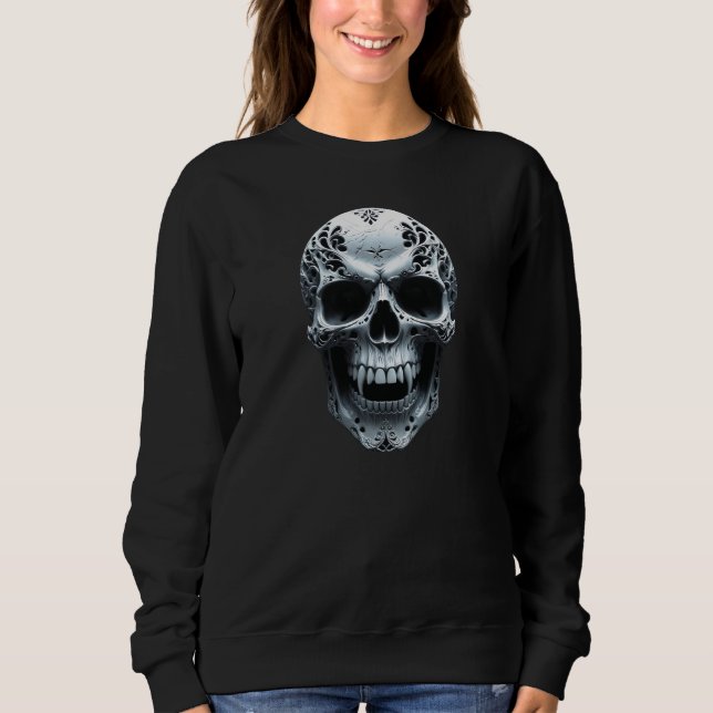 Halloween "Fright Night Fashion" Carved Skull Sweatshirt (Vorderseite)