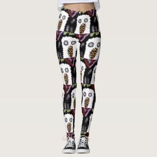 Halloween Frighten U Ghost Red Lila Black Green Leggings