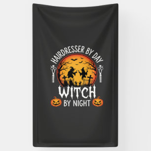 Halloween-Friseur bei Tag, Hexe bei Nacht Banner