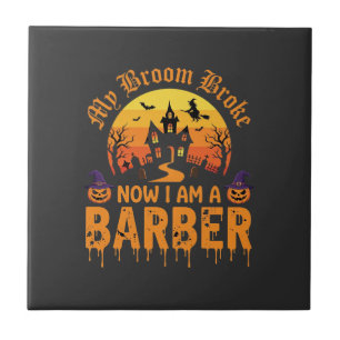 Halloween Friseur Hexen Besen Zerbrochen Spukhaus Fliese
