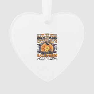 Halloween Frohe Fischerei Schwarze Katzen Kürbisse Ornament